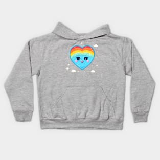 Cute Kawaii Heart With Pride Rainbow Kids Hoodie